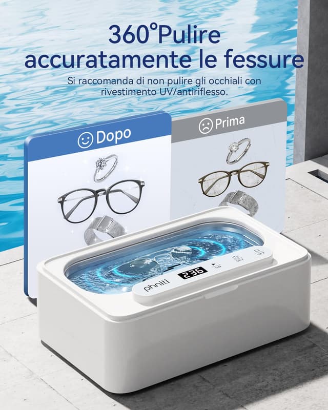 Thumbnail 4 de Phniti Pulitore Ultrasuoni 47KHz 330 ml