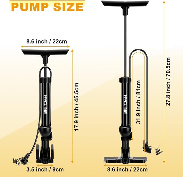 Detalle de Hycline Bike Floor Pump 160 PSI Gauge