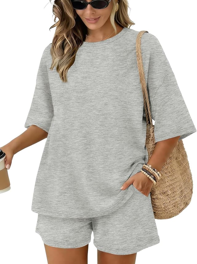 Thumbnail 6 de Sampeel Women’s 2-Piece Lounge Set with 3/4 Sleeve Oversized Top and Drawstring Shorts