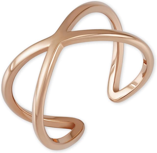 Detalle de GD GOOD.designs verstellbarer X-Ring für Damen aus Edelstahl, silberfarben mit 18-Karat-Gold-Rosegold-Optik – inkl. Geschenkbox