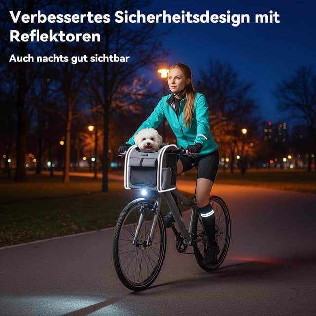 Detalle de DAISTERN Hundekorb fürs Fahrrad vorne mit L-Halterung, faltbar & atmungsaktiv (bis 10 kg)