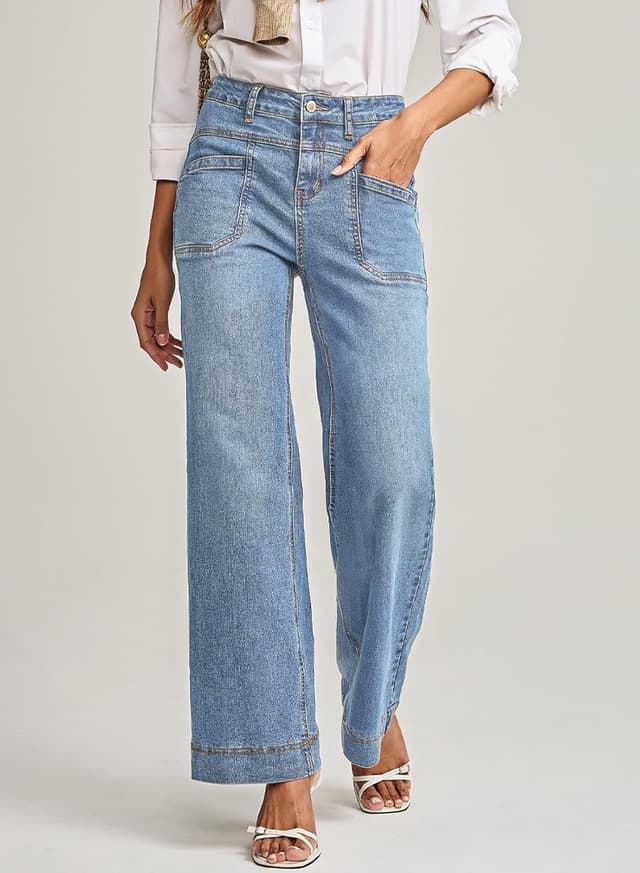 Detalle de EVALESS Womens Jeans Wide Leg High-Waisted 2025