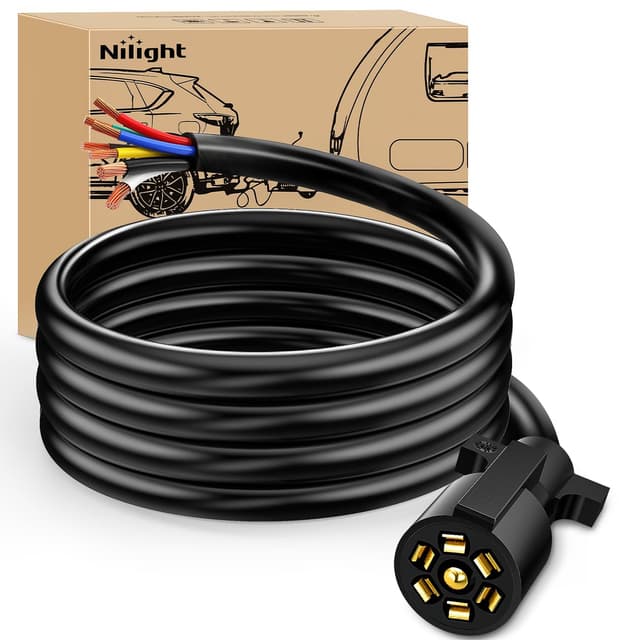 Detalle de Nilight 50049R 7-Way 8-Foot Heavy-Duty Trailer Cord (7-Way Plug Inline) for RV & Camper Wiring