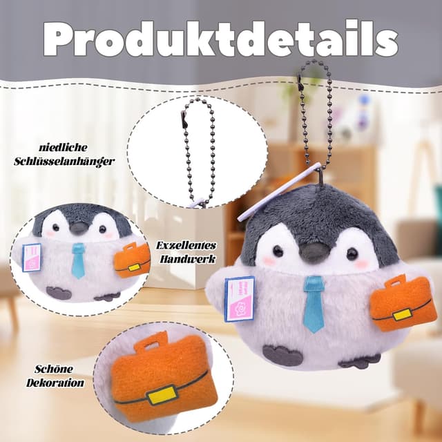 Detalle 2 de Pinguin Plüsch Schlüsselanhänger 8x7x9 cm