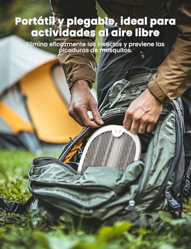 Thumbnail 8 de YISSVIC raqueta eléctrica matamosquitos plegable 2 en 1 con luz UV 365 nm (4000 V) y batería USB-C 1800 mAh