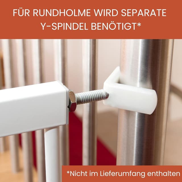 Detalle de hauck Stop N Safe 2 Sicherheitsgitter (silber) für 84–89 cm Öffnungsbreite – ohne Bohren, manuelle 1-Hand-Öffnung