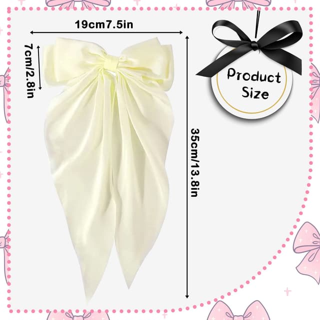 Detalle 2 de Haarspange mit Schleife 35 cm Cremeweiß