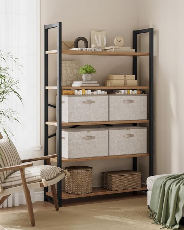 Thumbnail 6 de SONGMICS set di 3 scatole portaoggetti pieghevoli con coperchio e maniglie Beige Sabbia (50 x 30 x 30 cm)