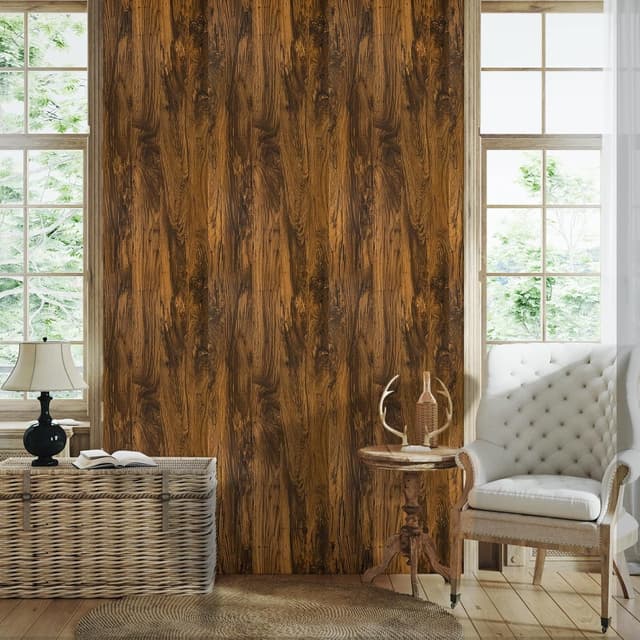 Thumbnail 6 de Abyssaly Wood Effect Sticky Back Plastic Roll – Oak Brown Peel and Stick Vinyl Wallpaper (90cm x 600cm)