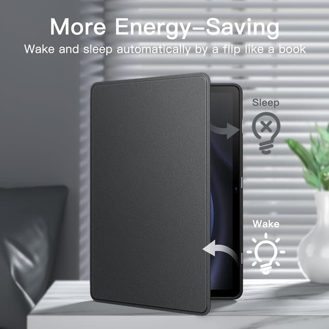 Detalle de JETech Hülle mit S‑Pen Halter für Galaxy Tab S10 Lite / S10 FE / S9 FE (10,9 Zoll) – dünnes Folio mit Multi-Winkel, Schwarz