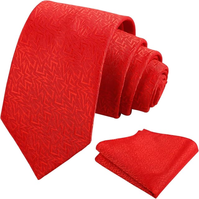 Detalle de Alizeal men’s solid colour tie and pocket square set (self-tied necktie + matching hanky)