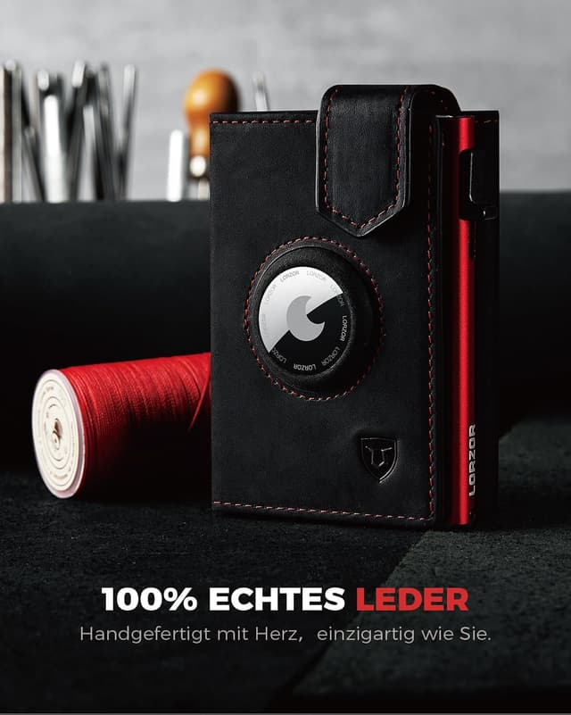 Detalle 2 de LORZOR Airtag Wallet Slim Rot 10 Karten