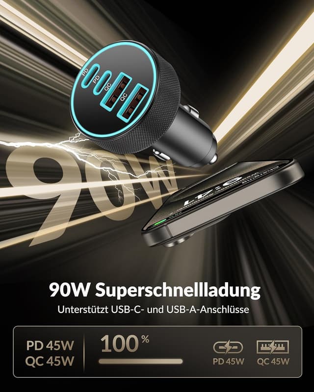 Detalle 2 de CREAPICO 90W Zigarettenanzünder USB C 4-Port