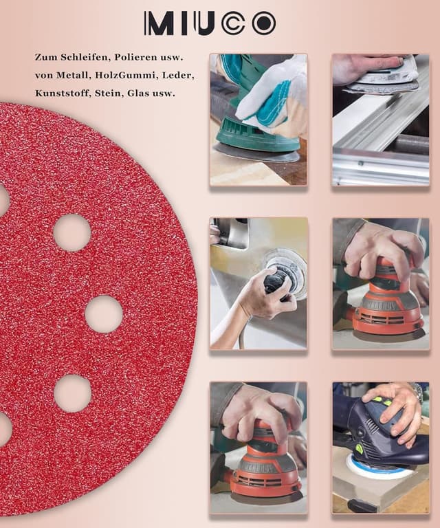 Detalle 2 de 125 mm Schleifpapier P220 mit Klett, 110 Stück