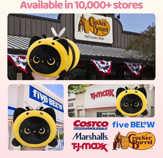 Thumbnail 6 de MeWaii 16” Soft Black Cat with Bee Headgear Plush Pillow – squishy cuddle toy