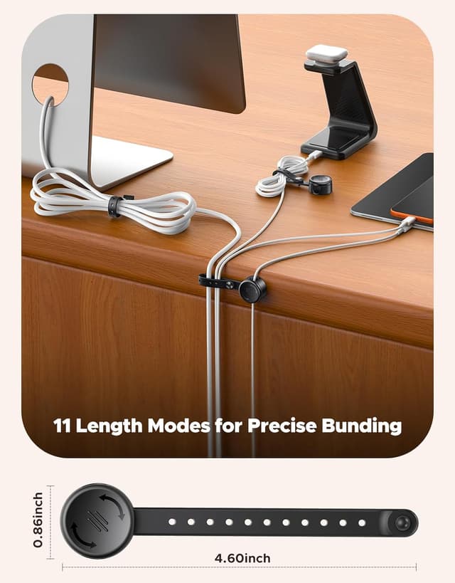 Detalle de EOIWUY 8 Pack Cable Clips with Silicone Cable Ties (2-in-1 magnetic phone charging cable holder)