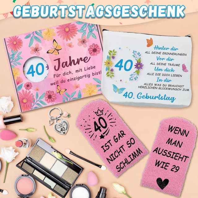Thumbnail 6 de WAMIOKAGRO Geschenkset zum 40. Geburtstag: Kosmetiktasche, Socken & Schlüsselanhänger