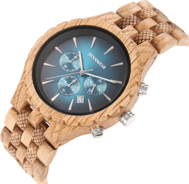 Detalle 2 de woodwear Holzarmbanduhr Watch Nachtblau / Lagunentraum / Morgenröte – Unisex aus Olivenholz