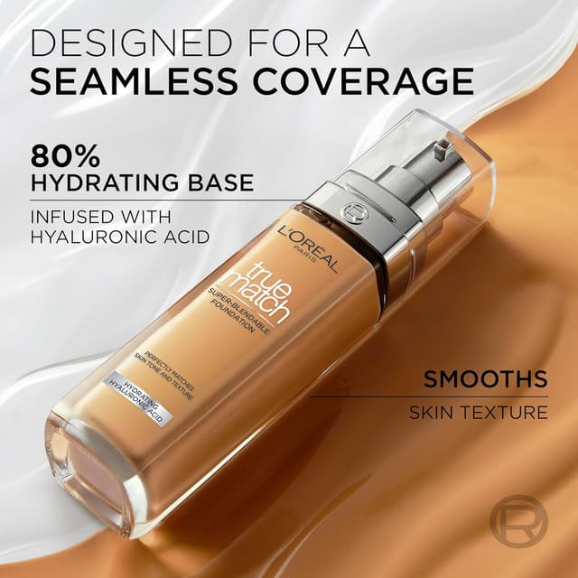 Detalle de L'Oréal Paris Perfect Match Make up fluide n° 5.5.R Rose Sun – fond de teint hydratant à l’acide hyaluronique et aloe vera, 30 ml