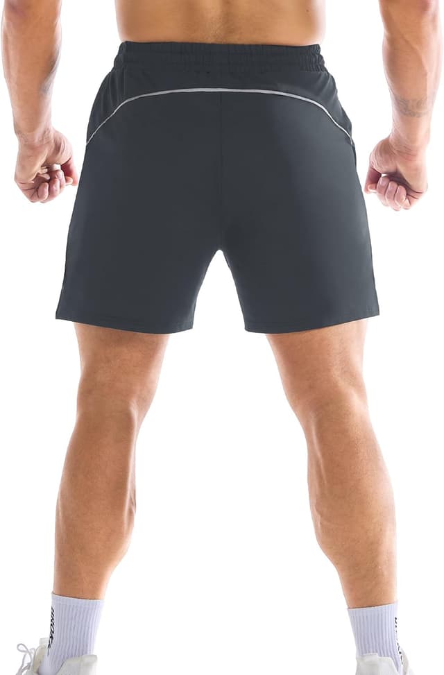 Detalle de BROKIG men’s Dry Gym Shorts (5 inch) with mesh pockets for running, tennis and football workouts