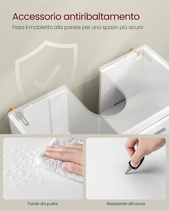 Detalle 2 de VASAGLE Mobile sottolavabo BBK506W01 60 cm