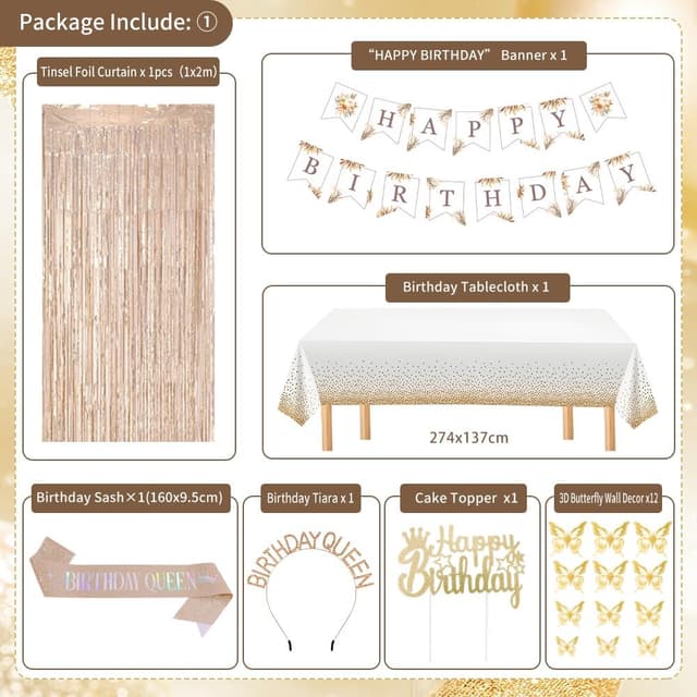 Thumbnail 2 de Beige & Brown Birthday Decorations Kit 54x108in