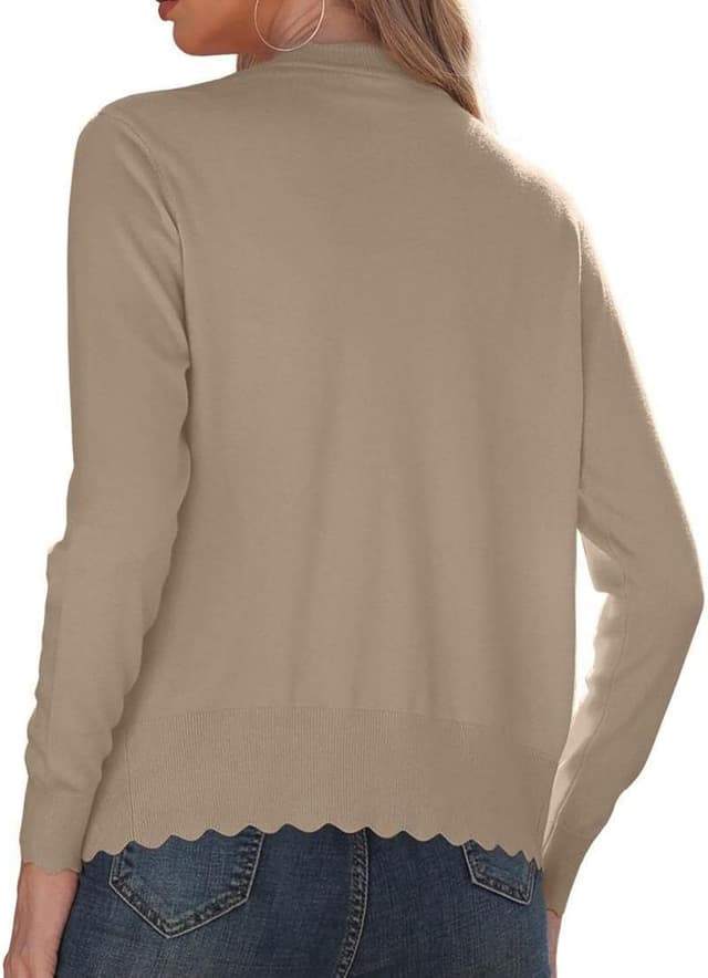 Detalle de GRECERELLE Strickjacke Damen mit Knöpfen und V-Ausschnitt – leichte Cardigan mit Spitze