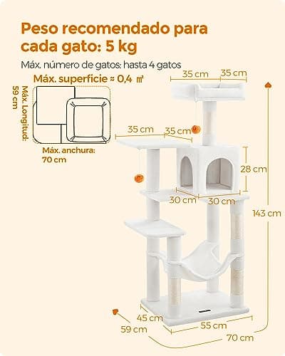 Thumbnail 6 de Feandrea PCT161T01 Rascador para gatos 143 cm 🐱