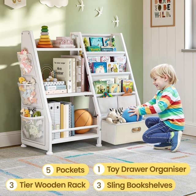 Detalle de GoTiling libreria scaffale portagiochi Montessori a 3 livelli con cassetto per bambini
