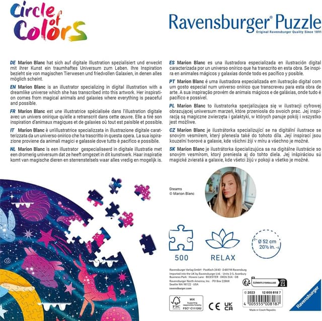 Detalle 2 de Ravensburger Puzzle adulte rond 500 pièces « Rêves » (Circle of Colors) – 12000818