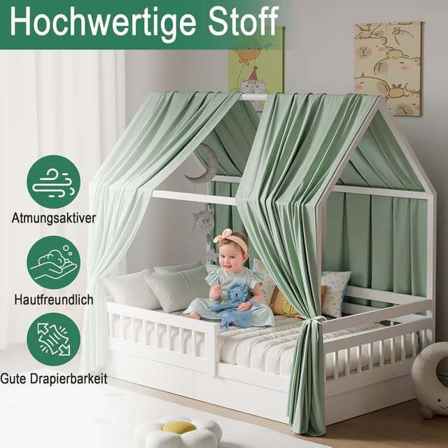 Detalle 2 de Hausbett Himmel Musselin 135 x 350 cm Grün
