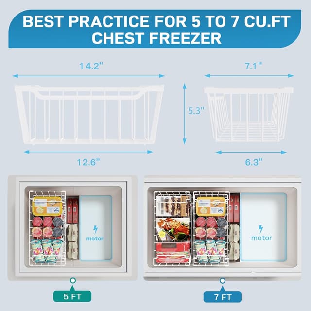 Detalle 2 de SUNALLY Freezer Organizer Bins (4-Pack) — Stackable chest freezer storage baskets with handles, white
