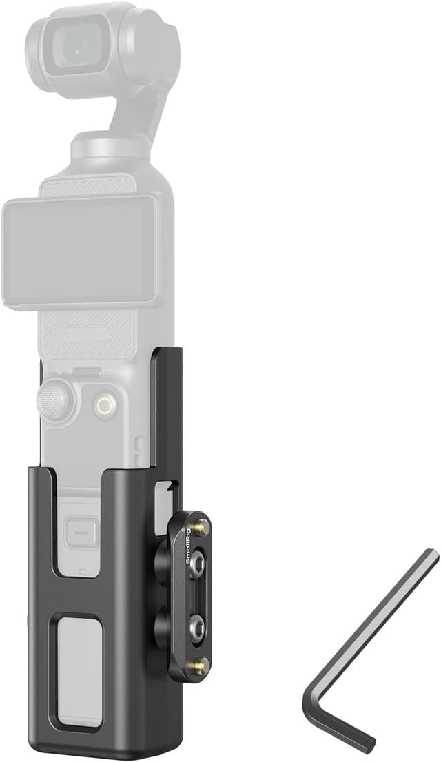 Detalle de SMALLRIG Adaptateur d’extension pour DJI Osmo Pocket 3 — demi-cage avec filetage 1/4”-20 et support rails OTAN
