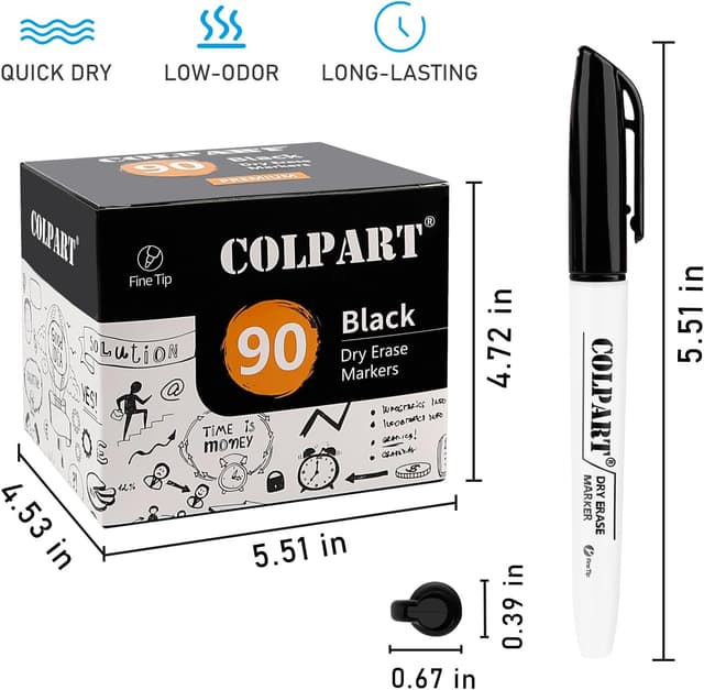 Detalle de colpart Dry Erase Markers 90-pack black ๐