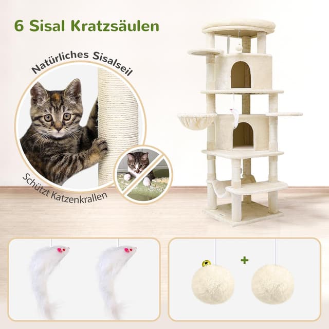 Detalle 2 de Globlazer Kratzbaum Beige 167 cm für 3-4 Katzen