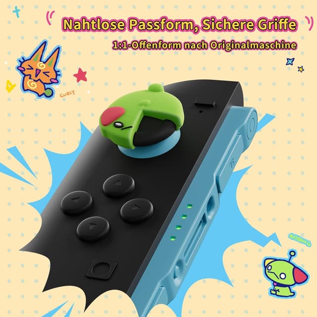 Detalle de GeekShare Silikon-Joystick-Kappen für Switch 2 – Thumbstick-Grips (4 Stück), rutschfest