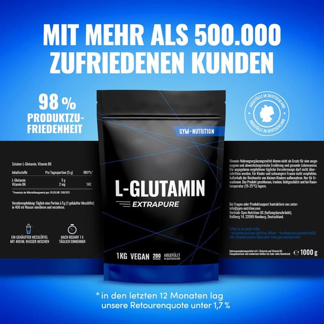 Thumbnail 3 de L-Glutamin Pulver 1000g Hochdosiert