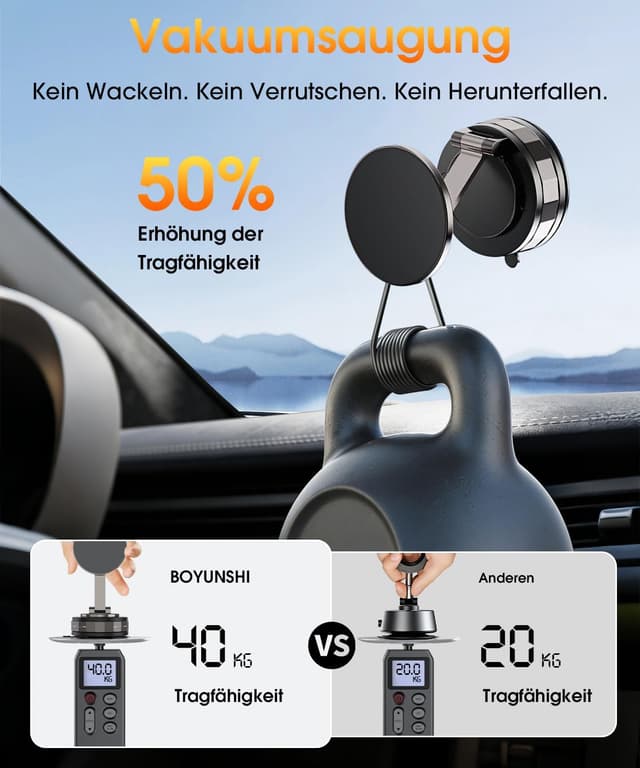 Detalle 2 de BOYUNSHI Vakuum Handyhalterung Auto Magnet