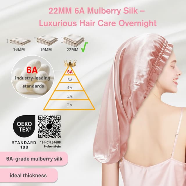 Detalle 2 de townssilk Seidenhaube Schlafen 22 Momme RoseGold 80cm