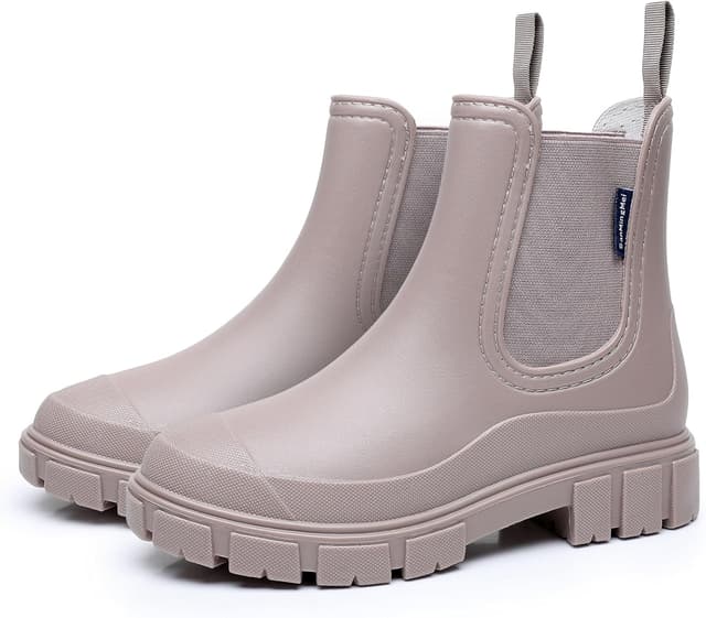 Detalle de FOGOIN Women’s Chelsea-Style Wellington Boots (Ankle Short Waterproof Rain Boots)