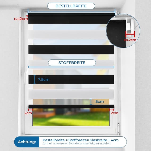 Detalle 2 de Doppelrollo Klemmfix ohne Bohren B35xH150