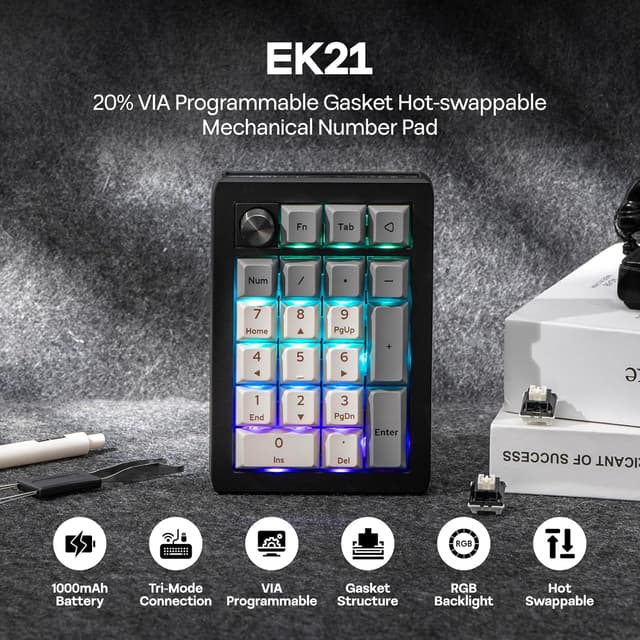 Detalle 2 de EPOMAKER EK21 VIA hot-swap numpad