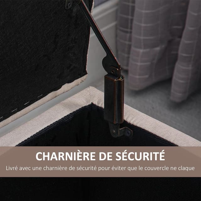 Thumbnail 6 de HOMCOM Banc de rangement capitonné avec coffre et repose-pieds 100 x 40 x 44 cm, blanc