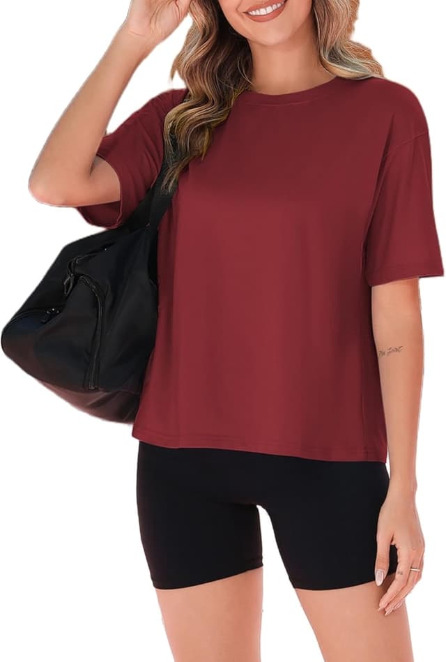 Detalle de Zeagoo T-shirt femme oversize manches courtes col rond en tissu léger (S à XXL)