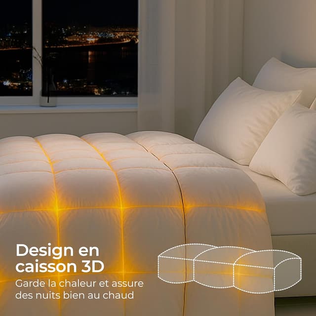 Detalle de Dreamzie couette plume de canard Ultra Confort 220x240 cm (450 gsm) certifiée Oeko-Tex, RDS & Downpass