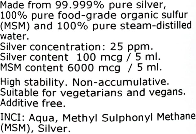 Detalle de argentum plus Silber-MSM 25 (flüssig) – 200 ml