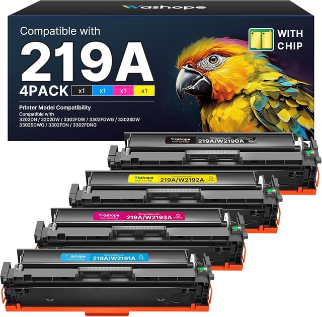 Detalle de 219A/219X 3302FDW Toner Cartridges (with chip) Compatible 4-Pack for HP Color LaserJet Pro