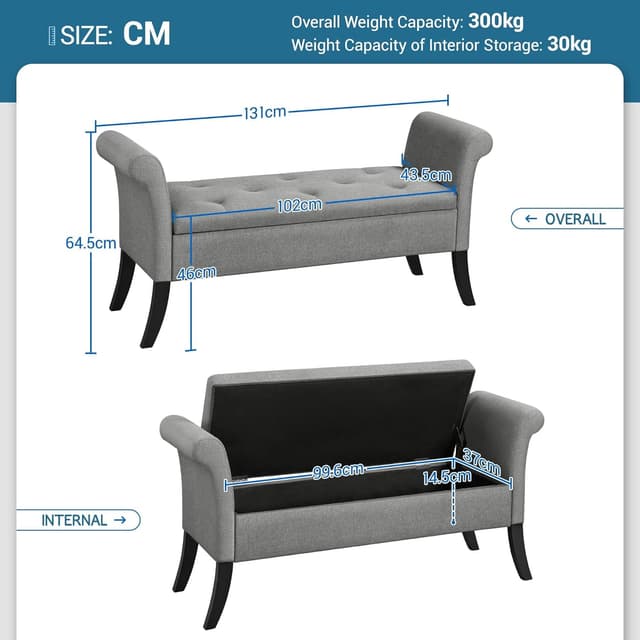 Detalle de Yaheetech Cassapanca contenitore 300 kg