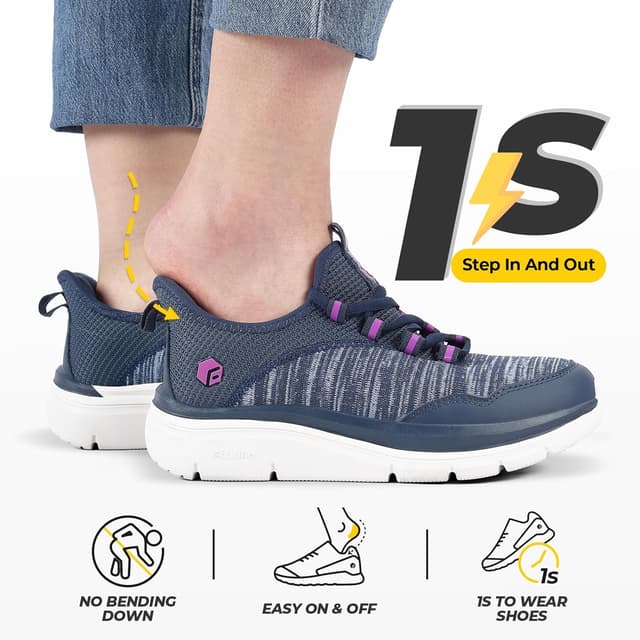 Detalle de FitVille Chaussures de marche femme pieds larges à enfiler (sneakers fitness) — confort dès la sortie de la boîte