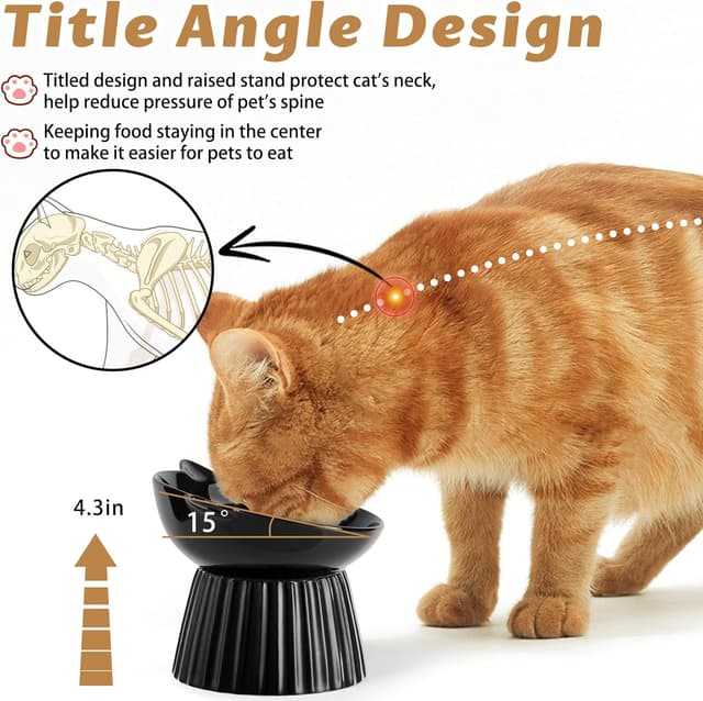 Detalle 1 de Elevated Cat Bowls 5in Tilted Ceramic